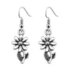 Dangle Earrings Fashion Handmade Simple Design Antique Silver Color Flowers Daisy Pendant Drop