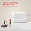 Makeup Organizer Box with LED Light Mirror Portable Travel Makeup Cosmetics Organizer Touch Light Storage Makeup Box