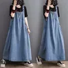 Printemps d'été Femmes Denim Suspender Long jupe lâche décontractée punk vintage Style Cargo Femelle grande robe swing Z691 240412
