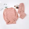 Abbigliamento da donna da donna Calda lana di lana set di pantaloni in vita alta elastica dolce e paia da donna abbigliamento da donna 2024 abiti da pigiama casual inverno autunno inverno