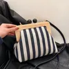 Torby na ramię w paski drewniana drewniana skorupka dla kobiet worka komunikatora płócienna koralika crossbody damskie torebka bolsa mujer