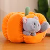 Chat gris créatif en citrouille nid de chien de chien blanc en peluche jouet halloween décor de vacances décor