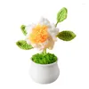 Fleurs décoratives Gardenia Crochet Flower Pot à main tricote maison Finie Finie Artificial Woven Potted Home Desktop Decor