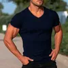 Men's Hoodies Sweatshirts Deep V-neck mens T-shirt low cut Vneck wide V-neck T-shirt invisible lingerie pattern conical hem slim fit short sleeves C240412