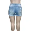 Jeans pour femmes cachets brossés shorts en jean coloré diamant obèse pantalon de jambe droite décontractée