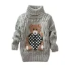 2023Autumn Winter spädbarn Baby Boys Girl Christmas Sticked Cartoons Bear Round Neck Pullovers varma tjocka tröjor 1-4 år