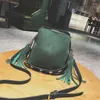 Moda Moda Mulheres Bucket Retro Tassel Tassel Bolsas de mensagens de alta qualidade ombro feminino simples crossbody for Girl