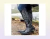 Bonjomarisa Ladies Punch Bue Cowgirls Chunky Heel Hafdery Mid Calf Boots for Women Fashion Wysokiej jakości swobodne buty Ladie J227872062