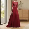 Casual Dresses Winter Evening Gown Elegant Lace Flower Brodery Maxi Dress with Half Sleeve Tight Mido för Women's Prom Party Round