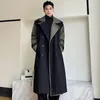 Trench Coats Pfnw Belt masculin Fashion coréenne Longueur du genou Longueur Collier Bouton Couleur Couleur des sorties Extérieur Chic hiver 2024 9C1851