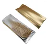 Storage Bags Matte Clear Golden Bellow Aluminum Foil Bag Lines Plastic Open Top Heat Sealable Package Pouches For Spice Tea Coffee