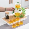 Tee-Sets 1 Set Lazy Tea Magnetic Water-tribierende Deckelschüssel Automatische Kohlglas-Teekanne Dose Tassen und Tablettsuiten