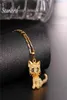 Rhinestone Cute Cat Necklace Trendy Gold Color Link Chain for Women Collares Lucky Pet Pendant Bijoux hela P245333125193792