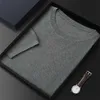 Custom Silky Summer Sweaters Men Round Neck Silk T-shirt Mens Thin Top Business Cashmere Knitted Bottoming