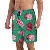 Heren shorts badmode noordoostelijke grote bloemen gym zomervleeg roze roos plezier klassieke strand korte broek mannetjes surfen comfortabele stammen