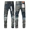 Мужские дизайнерские фиолетовые джинсы байкер -байкер Slim Fit Motorcycle Bikers Denim для полоскания сделайте старый хип -хоп женский мужчина уличная мода Mans Black Pants Hole Ruin