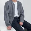 Herrtröjor man kläder casual cardigan stickad för män fast färg med fickor crewneck zip-up rund krage vanlig blixtlås beställ