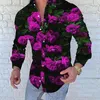 Casual shirts voor heren shirt bloemen patroon blauw elf roze hoogwaardige bedrukte bladeren rapel modeontwerper 2024 toplaag.