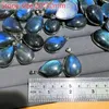 Pendant Necklaces Top Quality Labradorite Copper Plated White Gold Blue Fire Charms Teardrop Jewelry