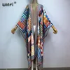 Donne casual africane kaftan abito graffiti stampare spiaggia a maniche lunghe copertura maxi abito estate kimono abbigliamento