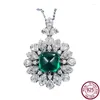 Hängen S925 Silver Necklace Emerald 10 Sugar Tower Light Luxury Simple Fashion Versatila smycken för kvinnor