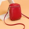 Kvinnors retro mobiltelefon Sling Purses äkta läder Enkel mini axelväska utomhus dejting fast färg lyxig crossbody väska