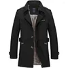 Mäns västar 2024 Fashion Casual Solid Color Long Mens Jacket Coat Tops Overcoat Trench Men Winter Warm Formal Outwear Clothes