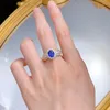 Clusterringen Springlady 925 Sterling Silver 6 8mm Oval Cut Sapphire edelsteen Bloemring voor vrouwen Bruiloft Betrokkenheid Fijne sieraden