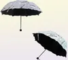 Gazeta drukowana trzy składane parasole Kobieta Lady Księżniczka Dome Parasol Sun Rain Parasol Flounding Solding Lotus Liście H10158743443