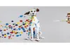 Cartoon Animal Dog with Colorful Bubble Handpainted Oil Painting on Canvas Mural Art Picture for Home Living Bedroom Wall Decor7193614