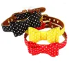 Dog Collars 4 Color Soft Pu Cloth Dot Pattern Bow Collar Leash Set Leader Accessories Collier Pour Chien Perro Coleira