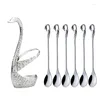 Ужинать наборы посуды JFBL 7 PCS Swan Base Base Holder Set STATREAR COFFEE COFET FRUD SALAD САЛАД ДЕСЕРТА ПРИВОДА TEADSPOON