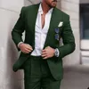 Men's Suits Blazers Fashion Linen Suits for Men Chic Peak Lapel Double One Button Male Suit Slim Fit Business Casual Wedding Tuxedo 2 Piece Costume
