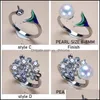 Configurações de jóias Acessórios de rings de pérola anel de zircão 925 Sier para mulheres meninas em branco ajustável necessidade de presente entrega de presente dhvfk