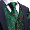 Designer Christmas Vest for Men Silk Green Red White Snowflake Candy Canes Waistcoat Tie Bowtie Set Happy Party Barry Wang