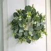 Decorative Flowers 12inch Green Eucalyptus Wreath Round Artificial Farmhouse For Wedding Decoration Door Wall Window Decor