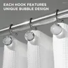 Shower Curtains And Glass Bubble Rustproof Curtain Hooks 12pc Rod No Drill Bracket Holder Ba