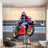 Cortina 2 painéis Clube de motocicletas Cortinas impressas de estilo industrial meninos quarto sala de estar decorativa