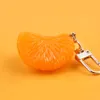Söt orange nyckelring fruktharts mat hängen väska bil charm nyckel kedja för kvinnor tjej nyckelar diy smycken tillbehör grossist