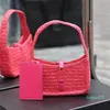 Bolsa de palha de palha de verão, designers de praia de praia, bolsas de ombro femininas de luxo tecido lafite card card bolsas de moeda de moda versátil