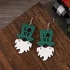 Dangle Earrings Women's Jewelry Irish Green Hat Shape Clover Wooden Love Personalized Fashion