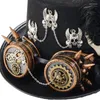 Berets Steampunk Flat Top Hat Halloween Costume Black Carnivals With Goggles And Hand Skeleton For Women Dress Up