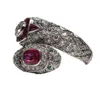 Antika Art Deco 925 Sterling Gümüş Ruby Beyaz Safir Yüzük Yıldönümü Hediyesi Boyut 5 125494564