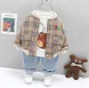 Spring Children Vêtements décontractés Baby Boys Girls Plaid Coat Jacket T-shirt Pants 3PCS SETS KIDS BANDE POUTUS Suit 1 2 3 4 ANS264J9188416