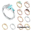 Women Designer Wedding Rings Double T Jewelry Fashion Classic Sier Rose Gold Top Quality With Original Bag