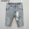 Summer Men Purple Jeans Shorts Cropped Denim Pants Short Cantaloni sciolti per maschi in difficoltà Driple Purple Brand Kind Knee Lunghezza 2024 4EI3