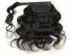 Wickeln Sie um menschliches Haar Pferdeschwänze Körperwelle peruanischer Clip in Erweiterungen für schwarze Frauen natürliche Wellenmagie Paste Pferdeschwanz HA7620504