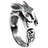 Solid Pure S925 Sterling Silver Band Women Rabbit Head Figure Ring 12x8mm Adjustable240412