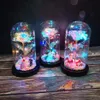 Girl Galaxy Rose in Flask LED Blitzblumen in Glas Kuppel für Hochzeitsdekoration Valentinstag Geschenk mit Geschenkbox 10277g