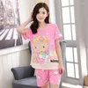 Home Clothing Summer Korean Women's Short Sleeved Pajamas Sets Cartorn Printing Clothes Suit Ladies Casual Sleepwear Wholesale